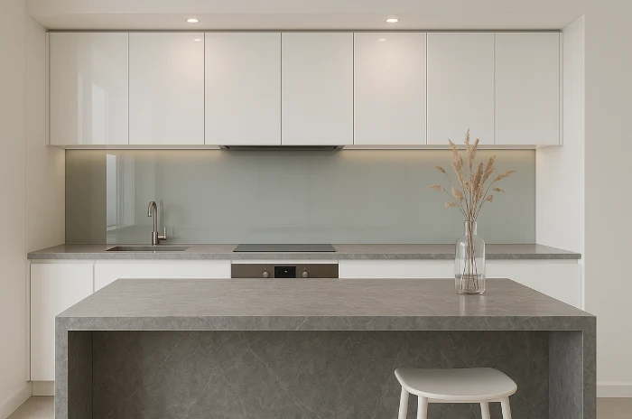 desain meja dapur minimalis Marble Grey Chic