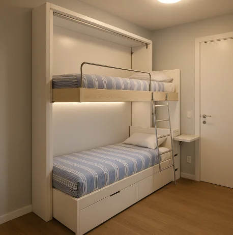 desain tempat tidur tingkat untuk kamar sempit Desain Panel Rapi