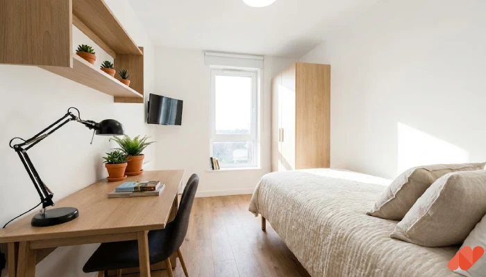 Desain kamar tidur anak kost minimalis Cahaya Alami Segar