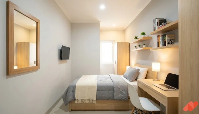 Desain kamar tidur anak kost minimalis Kompak Serba Ada