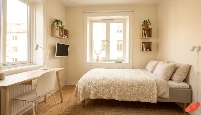 Desain kamar tidur anak kost minimalis Rustic Sentuhan Tanaman