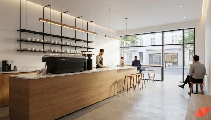 desain cafe minimalis Bar Kayu Minimalis