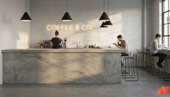 desain cafe minimalis Bata Putih Industrial (1)