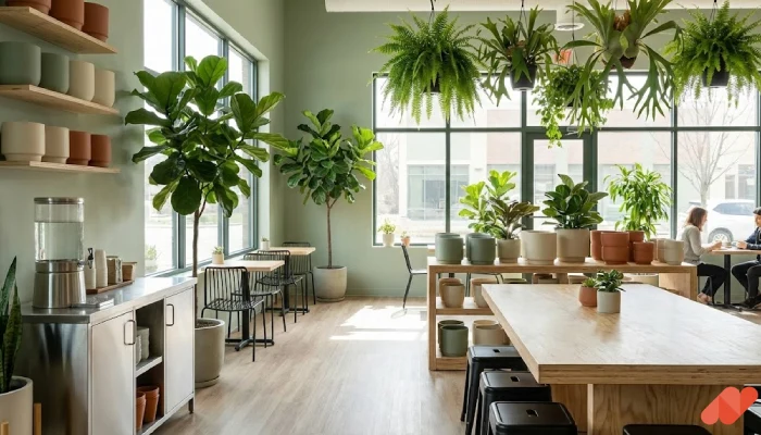 desain cafe minimalis Konsep Green House