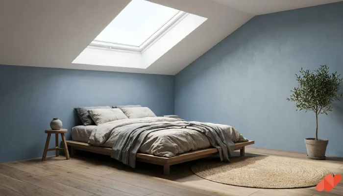 Desain kamar tidur warna biru