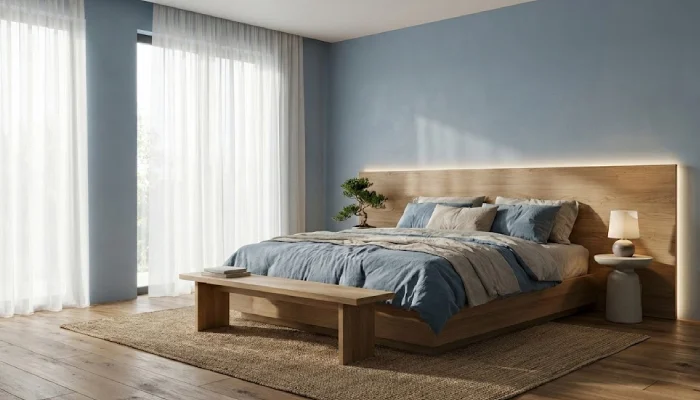 desain kamar tidur warna biru