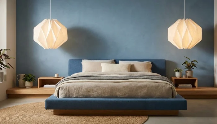 Desain kamar tidur warna biru