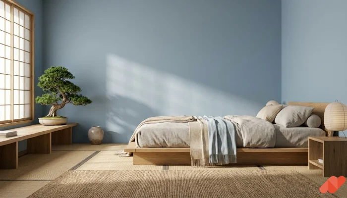 Desain kamar tidur warna biru