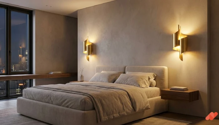 Lampu hias kamar tidur tempel dinding Aksen Emas