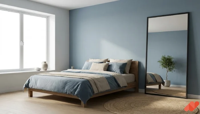 Desain kamar tidur warna biru